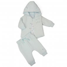 H13526: Baby Boys Bear Quilted 3 Piece Outfit (0-9 Months)